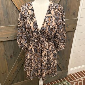 Impressions Floral Print Dress with V-Neck